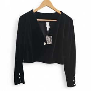 Wynne Layers Black Velvet Cropped Jacket Women’s L NWT Special Event Evening Top